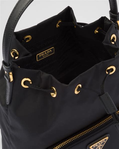 prada nylon bucket bag black|prada duet re nylon bag.